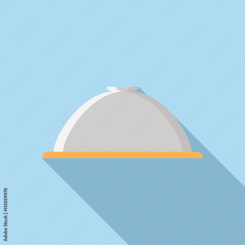 Fototapeta premium Restaurant cloche icon in flat style