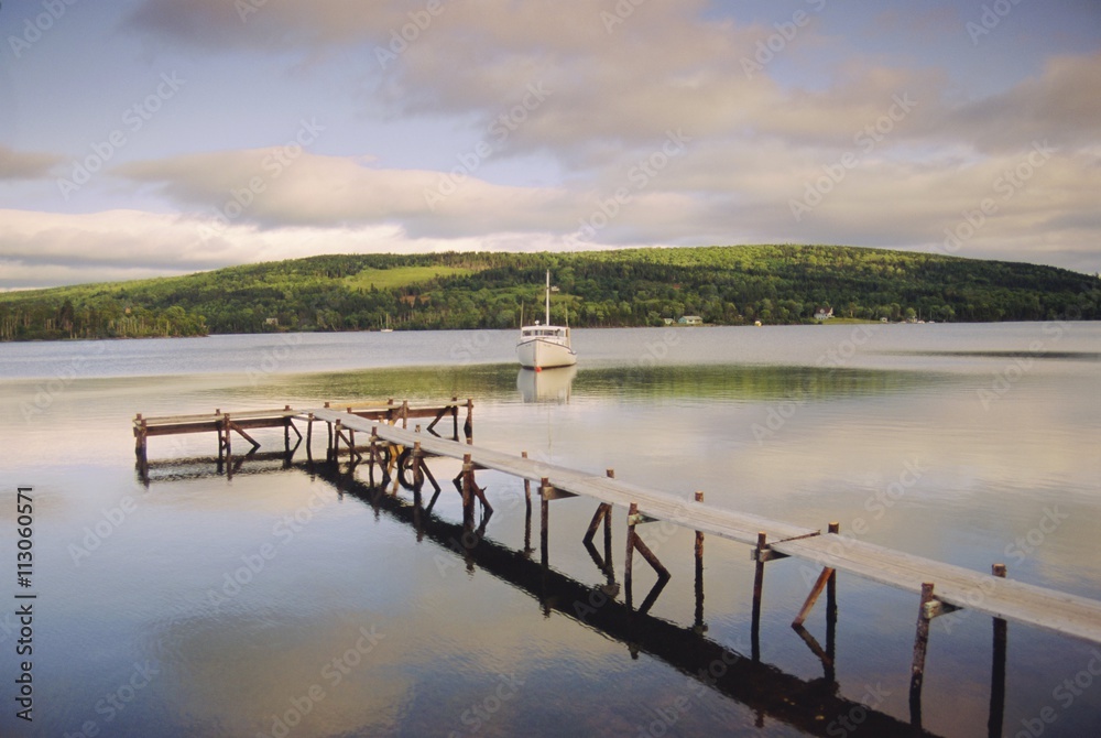 Jetty and boat, Nova Scotia, Canada Jetty and boat, Nova Scotia, Canada