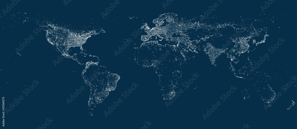 Obraz premium Earth' city lights map on the soft dark background