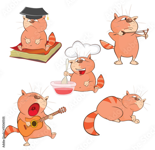 Illustration of a Set of a Cute Cartoon Cats for you Design. Cartoon Character