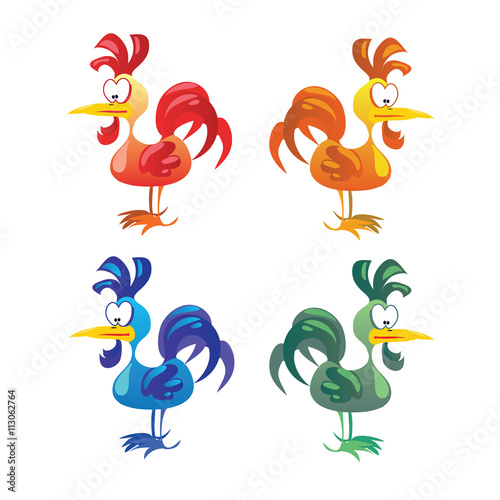 Set of cocks isolated on white background.