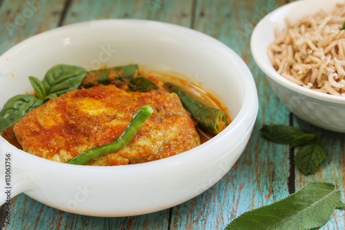 Fish Curry / Assam Pedas, selective focus