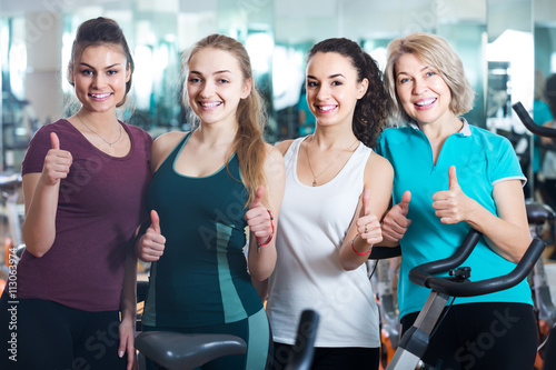 females posing in aerobic class for women