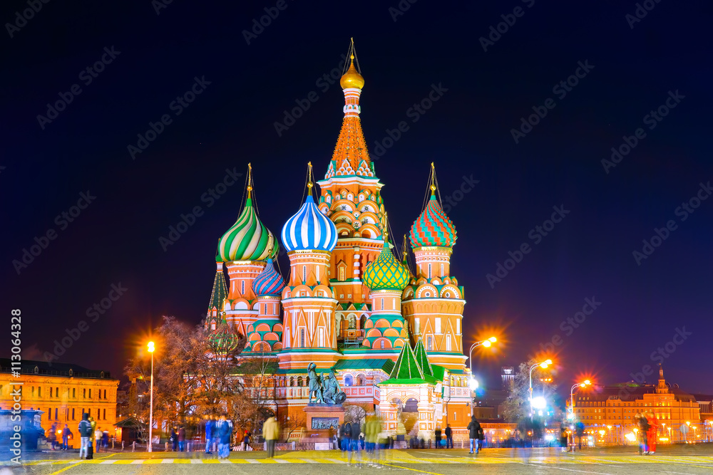 St. Basil's cathedral on the Red Square in Moscow at night St. Basil's cathedral on the Red Square in Moscow at night