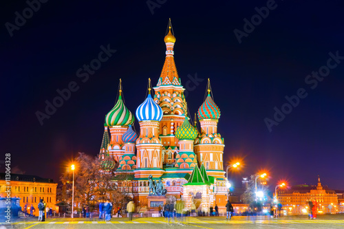 St. Basil's cathedral on the Red Square in Moscow at night
