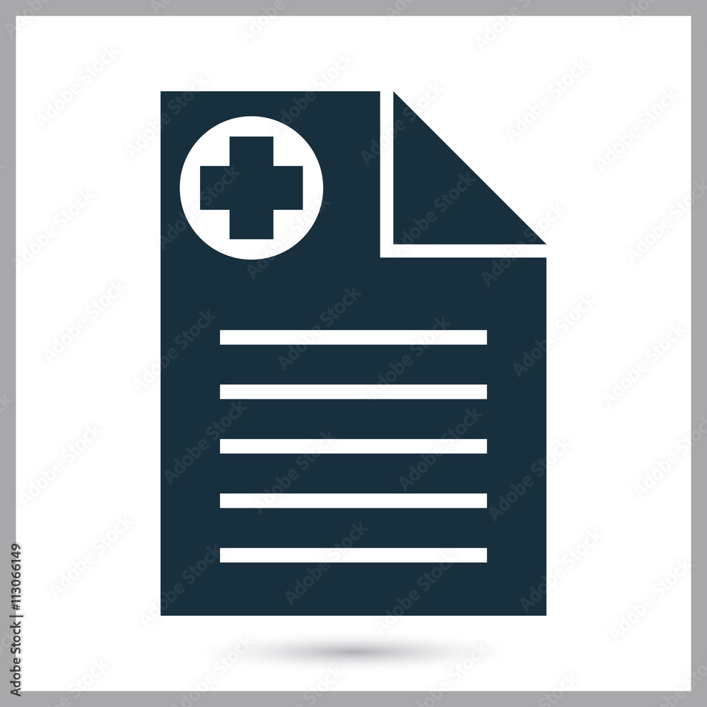 Medical sheet icon on the background Medical sheet icon on the background
