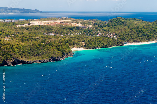 Aerial view of beautiful bay in tropical Island with very white