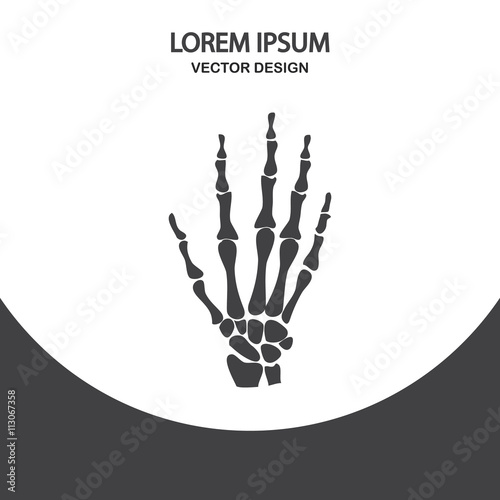 Hand sceleton icon on the background