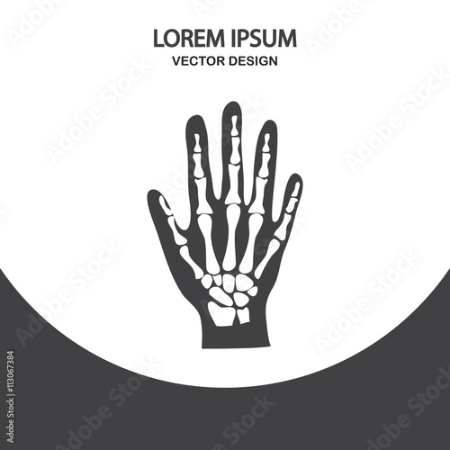 Hand sceleton icon on the background