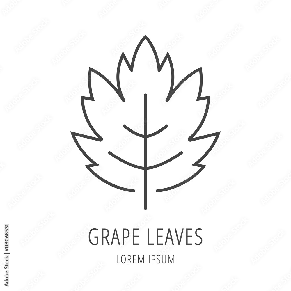 Vector Simple Logo Template Grape Leaf