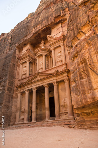 The treasury or Al Khazna, it is the most magnificant and famous facade in Petra Jordan,