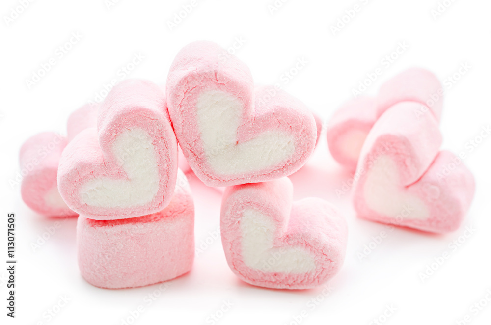 a group of marshmallows heart shape. a group of marshmallows heart shape.