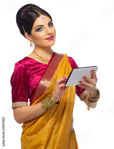 Indian woman with tablet PC