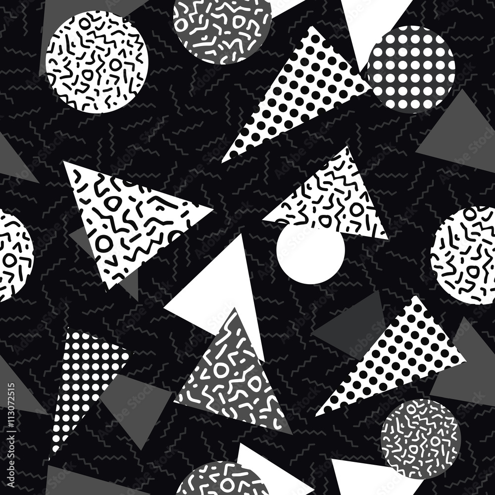 Fototapeta premium Black and white retro pattern with geometric shape