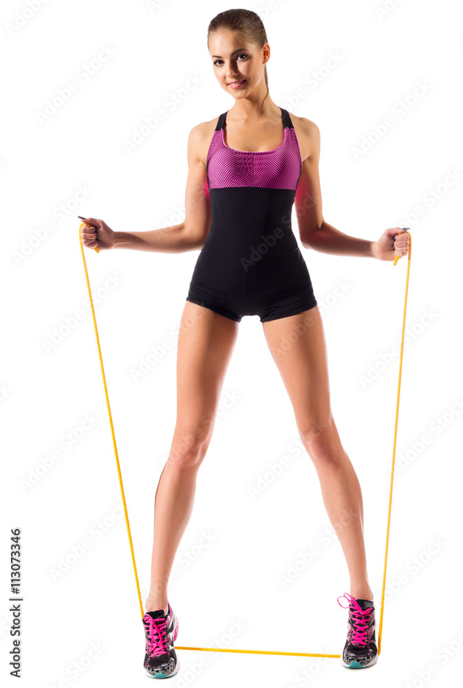Young sporty girl with skipping rope Young sporty girl with skipping rope