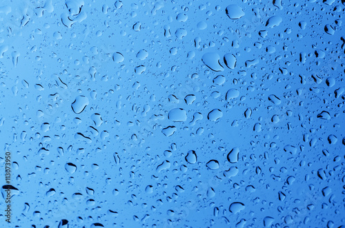 Blue water drops background, After rain