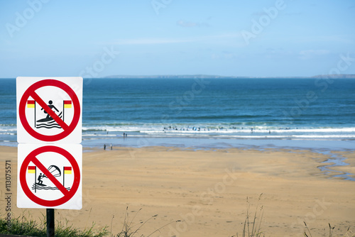 warning signs for surfers in ballybunion