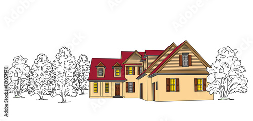 house among the trees. vector illustration
