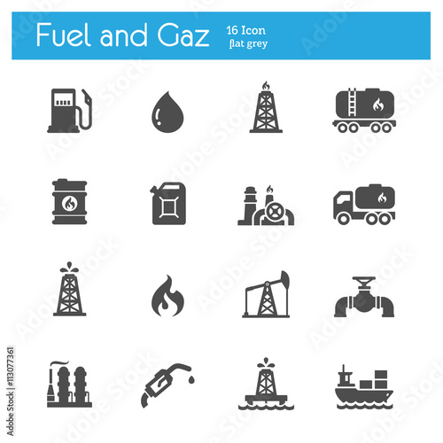 fuel and gaz flat icons