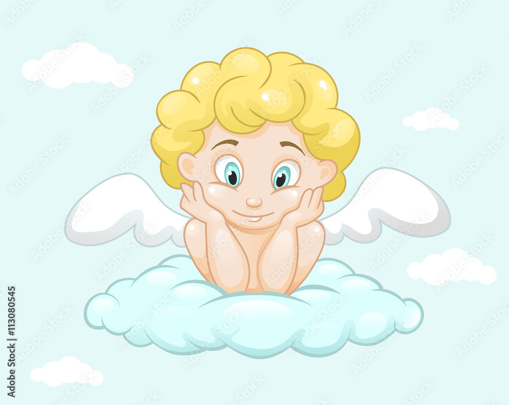 Cute little angel on cloud