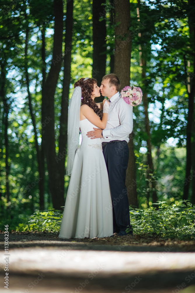 Beautiful summer Wedding walk on nature