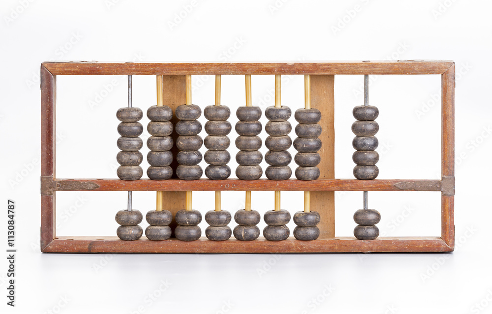 Antique wooden abacus on white Antique wooden abacus on white