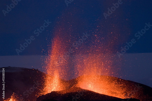 Fountaining lava from Eyjafjallajokull volcano, Iceland photo