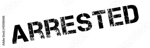 Arrested black rubber stamp on white