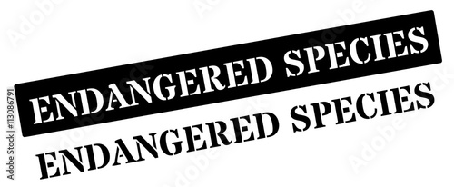 Endangered species black rubber stamp on white