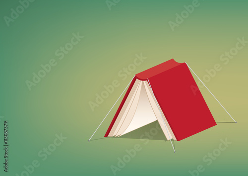 Red book cover that looks like a tent refer reading is relax and