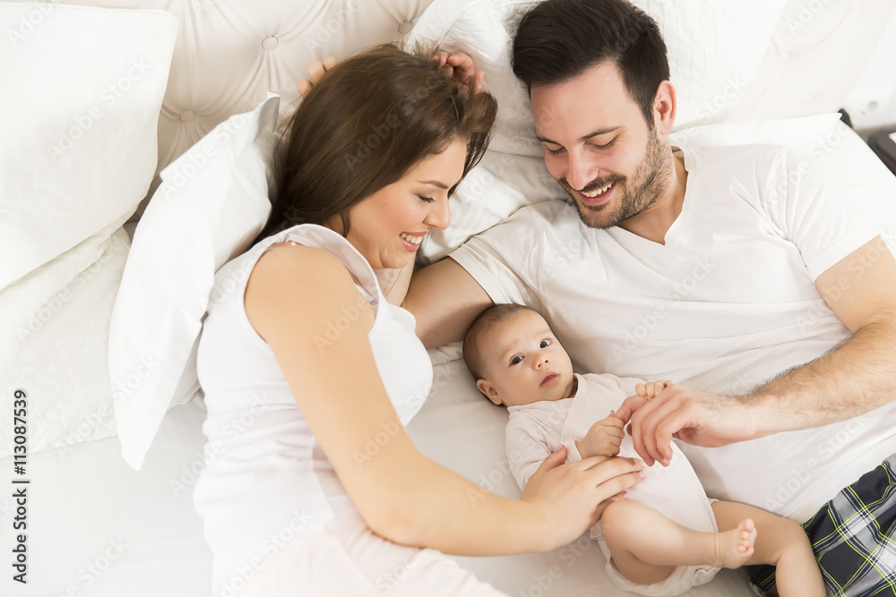 Happy family with newborn baby Happy family with newborn baby