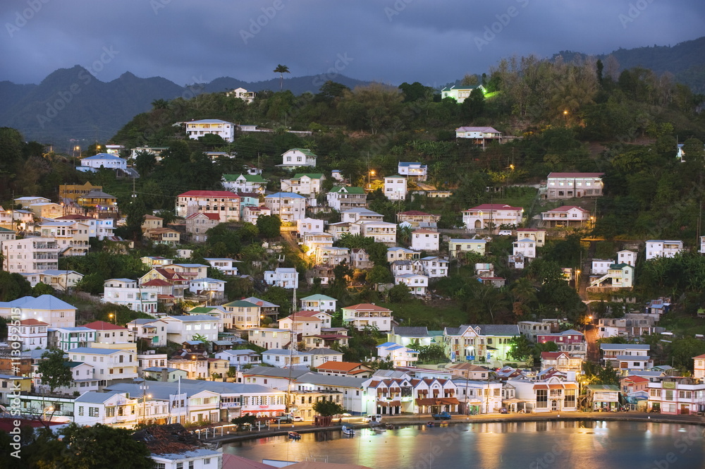 Harbour and town houses, St. George's, Grenada, Windward Islands Harbour and town houses, St. George's, Grenada, Windward Islands