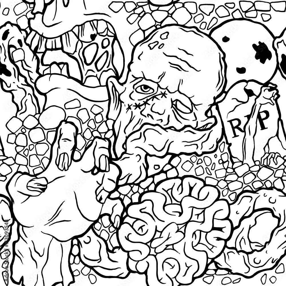 Seamless halloween pattern with zombie