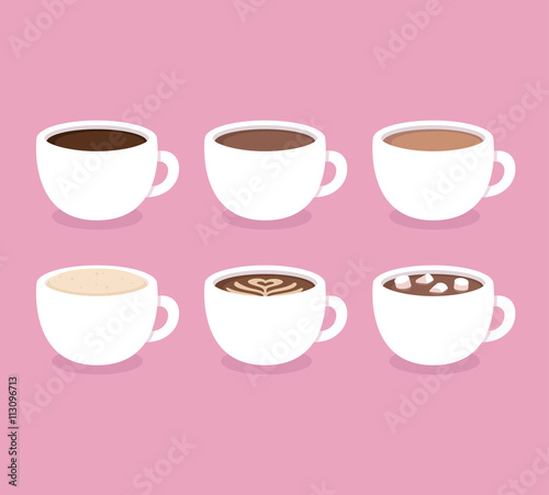 Types of coffee cups set