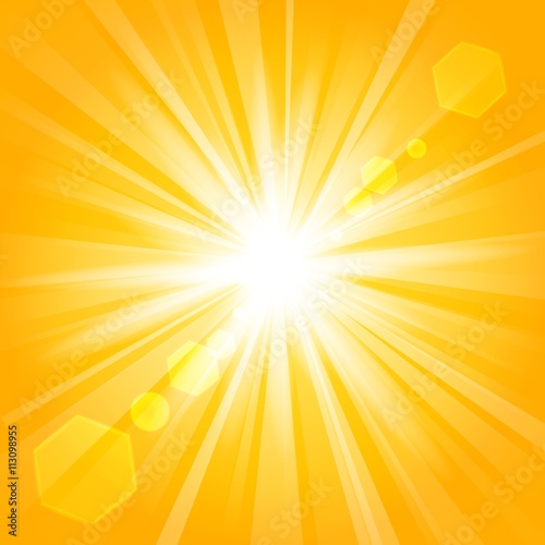 Golden shine with lens flare background