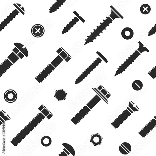 Nut and bolt head icons seamless.