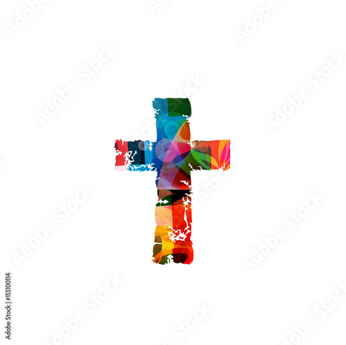 Vector illustration of colorful cross isolated on white background