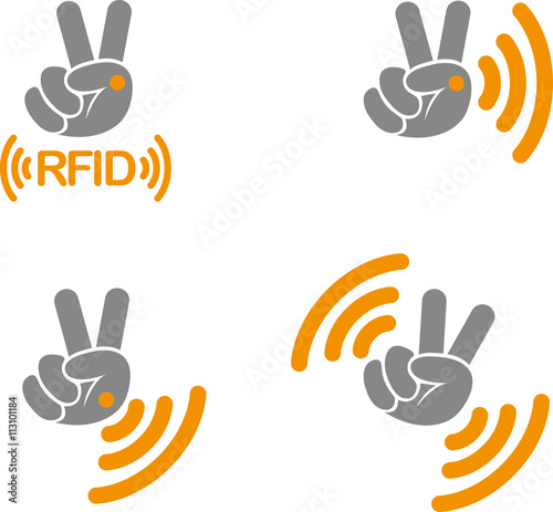 RFID - Implantable Radio Frequency Identification tag Icon Sign Symbol Pictogram