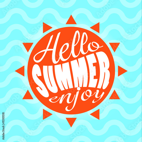 Hello Summer enjoy text lettering vector