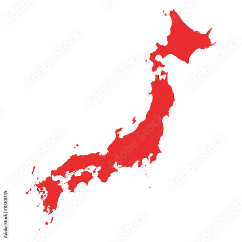 Fototapeta Japonia wektor mapa na białym tle