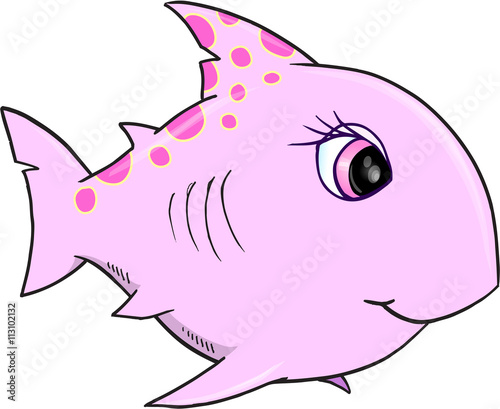 Pretty Pink Shark Vector Illustration