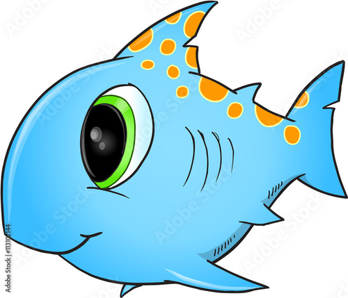 Happy Blue Shark Vector Illustration 