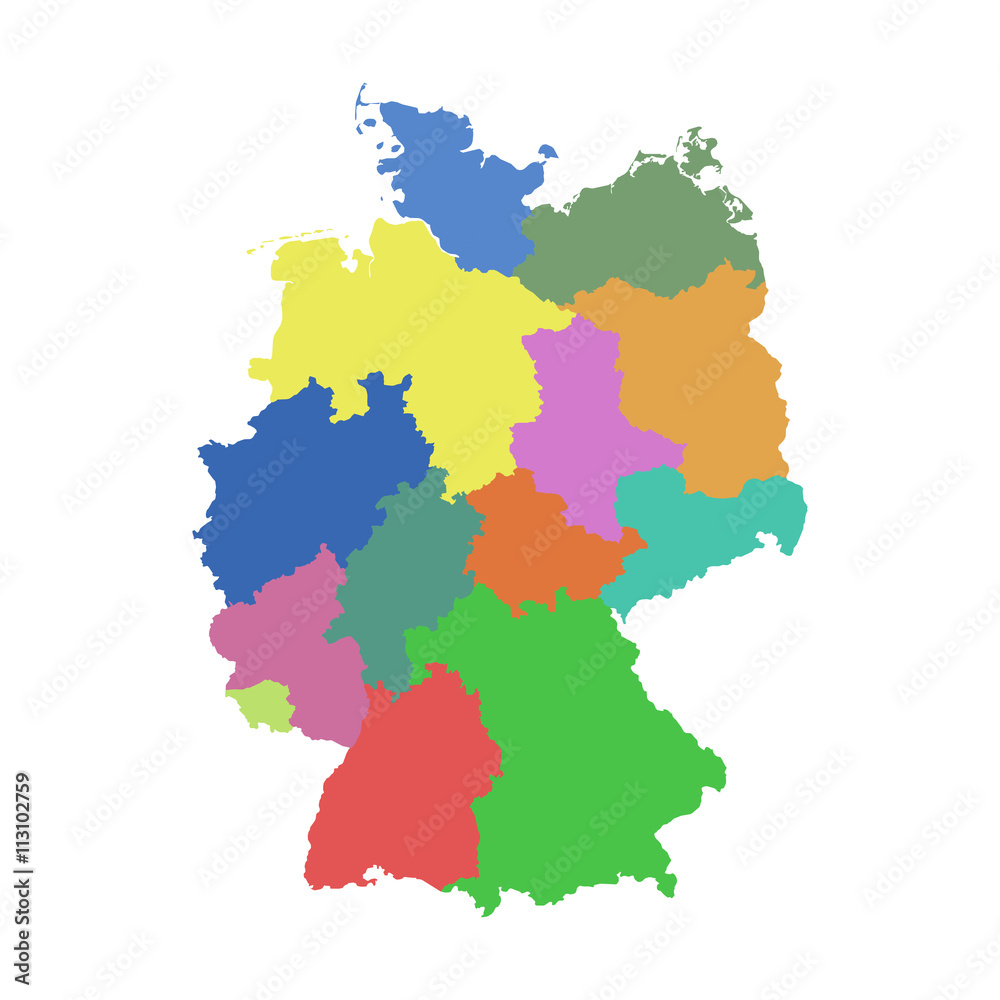 Germany map with federal states. Flat vector