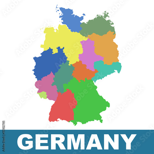 Germany map with federal states. Flat vector