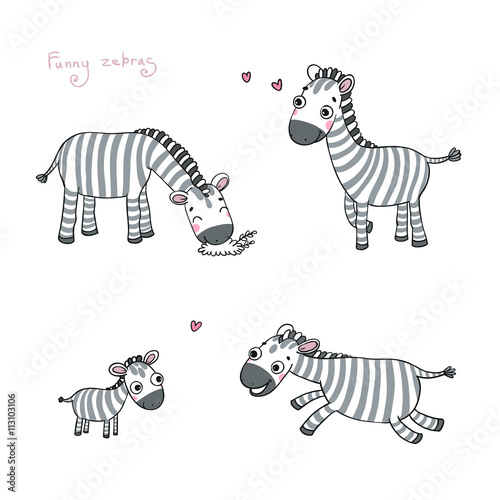Funny cartoon zebras