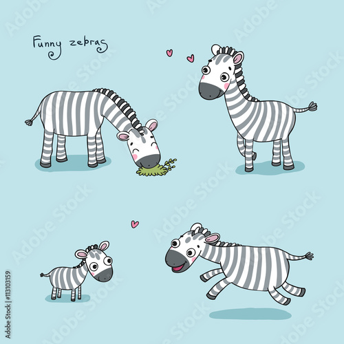 Funny cartoon zebras