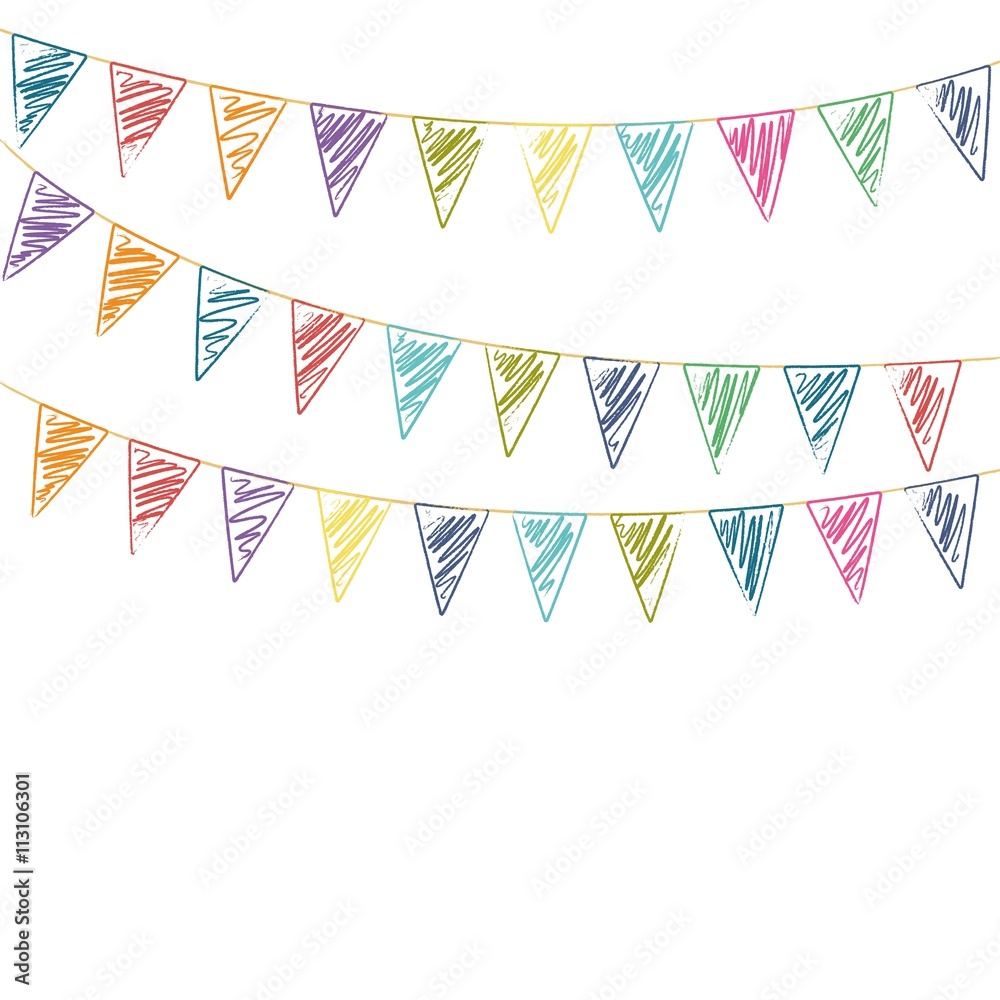 Fototapeta premium Colored flags. Stylized as a pencil drawing.