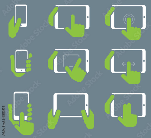 Vector symbols of touch devices and gestures