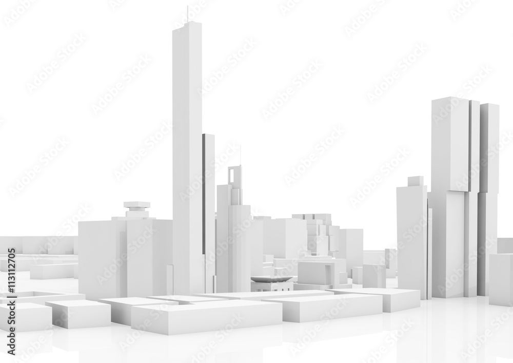 Abstract contemporary cityscape, tall houses