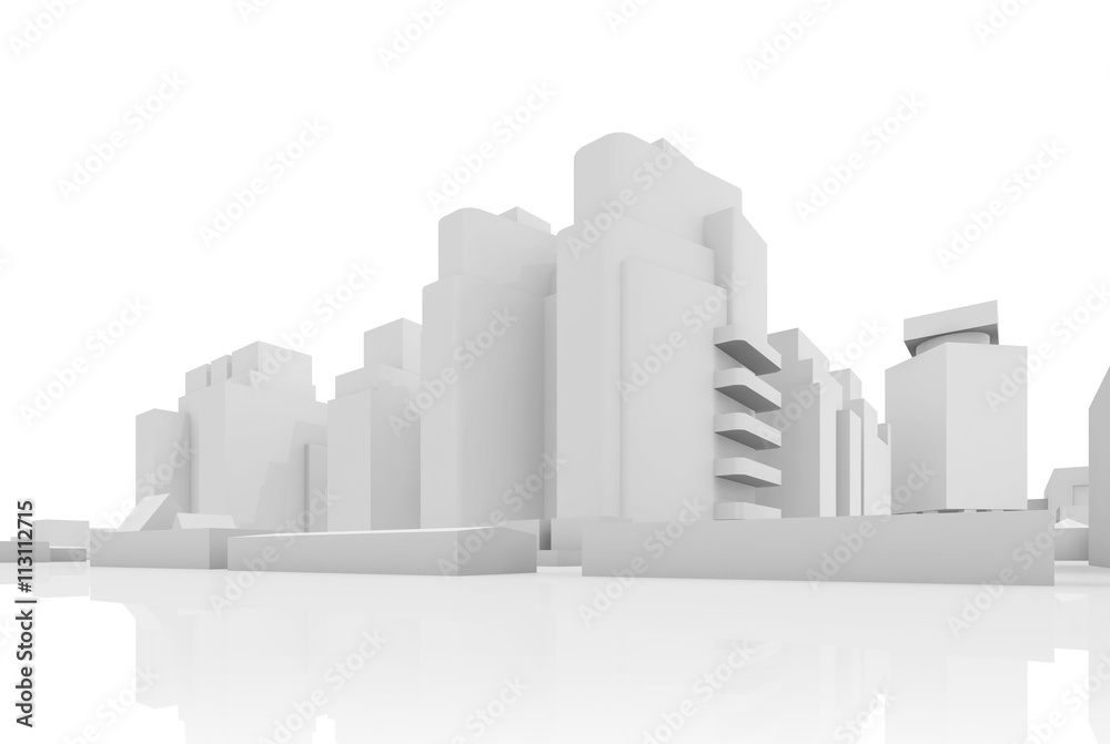 Abstract contemporary cityscape, 3 d houses
